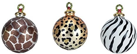 Widdop Animal Print Baubles Glass Hanging Christmas Tree Decorations Set of 3