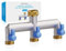 Bächlein Y-Verteiler (3-Wege Y-Verteiler mit 3 Absperrhähnen - G 3/4)