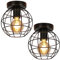 ZMH 2ER Deckenleuchte vintage Deckenlampe flur - schwarz Retro Lampe E27 Fassung industrielle runde Flurlampe aus metall leuchte für gang küche schlafzimmer wohnzimmer - max 40W - Ø180mm