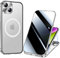 ksscaly Anti Peeping Hülle für iPhone 14 Plus (6,7), Kompatibel mit Magsafe 360 Grad Schutz Case Privatsphäre Gehärtetes Glas Magnetische Adsorption Metallrahmen Handyhülle Anti-Spähen Cover (Silber)