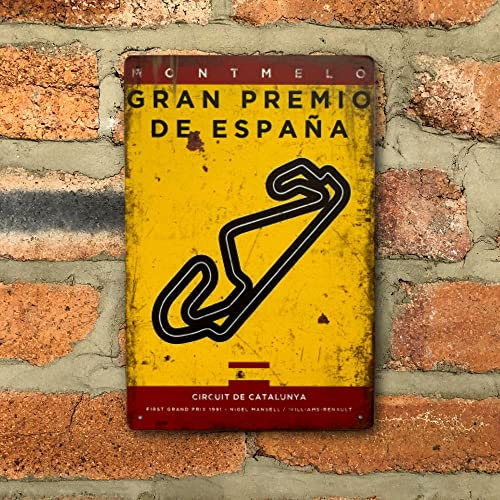 Spanish Grand Prix Vintage Metal Sign, F1 Retro Wall Art Decoration Print, Gift for Formula 1 Fans