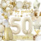 50 Geburtstag Deko, 50 Geburtstag Frauen Männer, Geburtstagsdeko 50, Beige Gold Ballon Deko mit Happy Birthday Girlande, Deko 50. Geburtstag Luftballons für 50. Geburtstag Dekorationen
