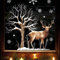 Wandtattoo Loft Fensterbilder Weihnachten Hirsch mit Baum und Schnee – Wiederverwendbar – A4 Bogen – Weihnachstdeko Fenster Kinderzimmer, Weihnachtsbilder Fenster, Fensterbild Winter