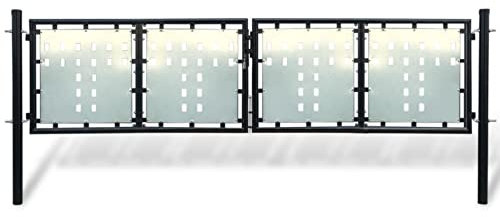 Zauntor, modernes Gartentor 300x125 cm, pulverbeschichteter Stahl, sicherer Zugang for Garten, Terrasse, Veranda