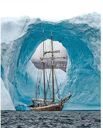 Diamant Painting Eckig Steine Landschaft 40x50 cm 3D Ai Diamond Painting Square Drill Landschaften Diamond Art Segelboot Diamond Puzzle Landschaft Diamond Painting Meer Malen nach Zahlen Erwachsene