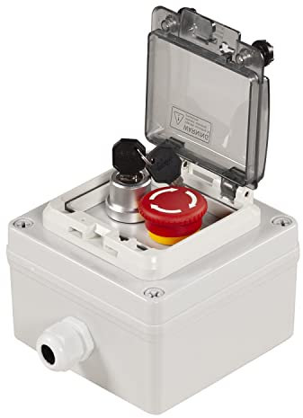 Push Button Box ip67 with Emergency Stop Button Lock Push Button Key Switch with Protective Cover Anti-misoperation Switch(ac/dc 6a-110v/3a-240v/2.5a-380v)