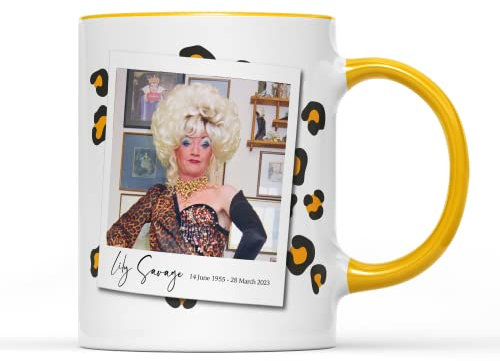 Lily Savage Mug Tea Coffee Cup - RIP Rest in Peace Tribute Comedian Broadcaster Drag Queen Actor Writer TV Adopt Dogs Paws Battersea Gifts Presents (Golden Yellow Handle)