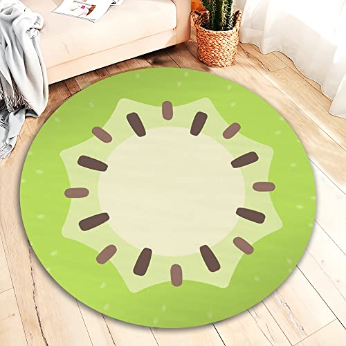 Rugendary Niedlicher Kiwi-Obstteppich, kühle und frische Heimdekoration für Küche, Kinderzimmer, Badezimmer, Schlafzimmer, rutschfest, maschinenwaschbar, rund, große Fläche, Frühling, Sommer,