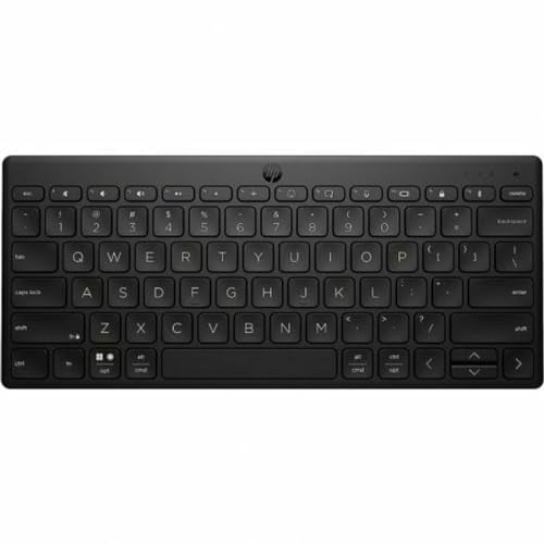 HP 350 Kompakte kabellose Tastatur für mehrere Geräte (Bluetooth 5.2, Windows, MacOS, iPadOS, Chrome OS, Android, iOS) QWERTY Spanisch, Schwarz