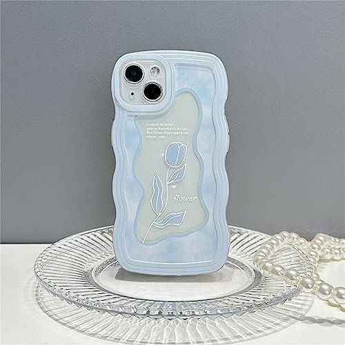 Emlivi Compatible with iPhone XS Max Case Cute Flowers Mobile Phone Case Curly Case Transparent Aesthetic Silicone Wave Frame Shape TPU Bumper Simple Waves for Men Girls Protective Case for iPhone XS