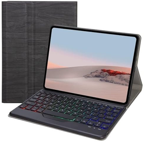 per Microsoft Surface Go 4/3/2/1 SFGOS Tri-colore Retroilluminato Albero Texture Tastiera Bluetooth Custodia In Pelle