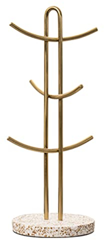 VIXPET 6 Cup Mug Tree Marble Gold-plated Cup Holder Glass Cup Hanger Kitchen Storage Rack Household Jewelry Rack
