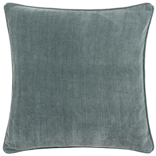 Yard Heavy Chenille Cushion Cover (Marine, 50 x 50 cm) | Soft Velvet Piped Decorative Case