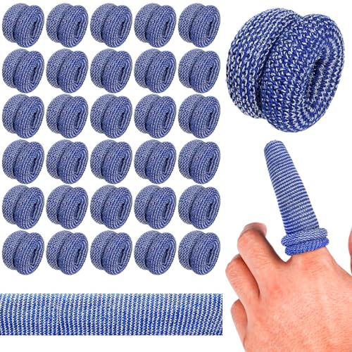 Finger Bandage, 30PCS Finger Bandages Tubular Elastic Finger Cots Blue Finger Bobs Thumb Bandage for Finger Sprains Protection Work Kitchen Sports and Fitness