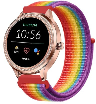 Nylon Armband Kompatibel mit Fossil Gen 5 Carlyle/Gen 5 Julianna Uhrenarmband, Sport Weich Verstellbare Armbänder für Damen Herren Ersatzarmband für Fossil Gen 5 Carlyle/Gen 5 Julianna Armband (7)