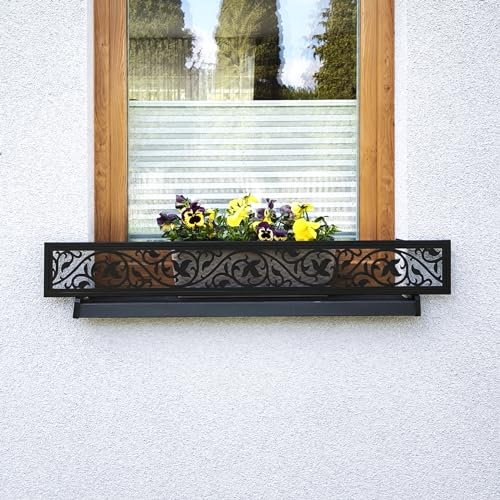 MIHIMO design Blumenkasten Halterung für Fensterbank außen, Fensterbank-Absturzsicherung, Fenstergitter Blumenkästen,sichert Blumentopf, Alle Modelle und Größen Flora, 155 (133 cm-153 cm)