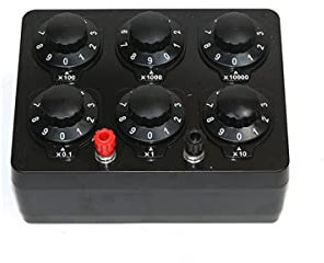 dsmsdre Einfache Widerstandsbox für den Unterricht, 0–99999,9 Ohm, 6 Knöpfe, verstellbare Laborwiderstands-Ersatzbox für physikalische experimentelle Studien von Lehrern und Schülern