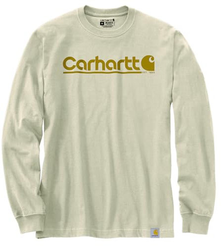 Carhartt Men's Relaxed Fit Heavyweight Long-Sleeve Logo Graphic T-Shirt, Oat Milk, XXXXL