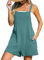 CUPSHE Tuta da donna in cotone salopette corta con scollo rotondo senza maniche generale casual gamba dritta vestito pagliaccetto tutina, Blu, S