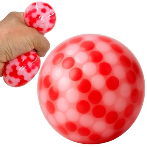 MIJOMA Antistress-Quetschball mit Perlenfüllung – Stressabbau & Muskeltraining, Spaßiges Kneten, Ideal für Büro & Reisen, 7cm (Weiß/Rot)