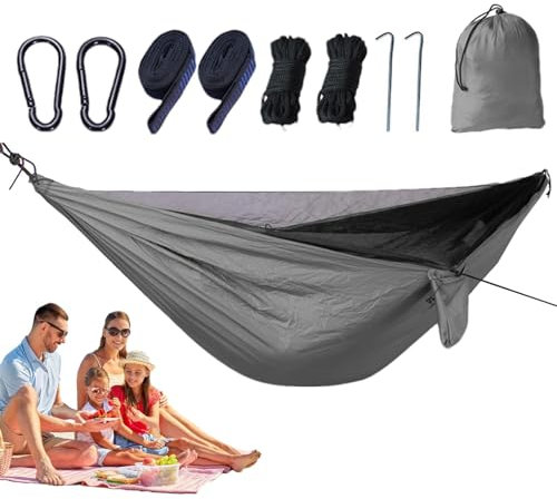 Hamaca mosquitera, hamaca portátil, fuerte capacidad de carga, hamaca de paracaídas para camping, lona de hamaca, red de hamaca plegable para camping, senderismo, pesca