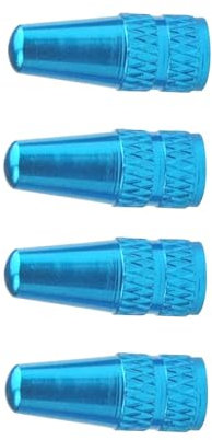 JISADER 4-teilige Fahrrad-Reifen-Ventilkappen, Aluminiumlegierung, französische Fahrradreifen-Luftventilkappen, Fahrradzubehör, Fahrradventilkappen, Blau