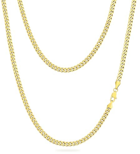 KRKC Herren Halskette, 14K Gold Vergoldet Edelstahl Cuban Link Chain Panzerkette 4mm, Nickel-frei Dünne Kette Gliederkette für Männer Länge 55,9cm