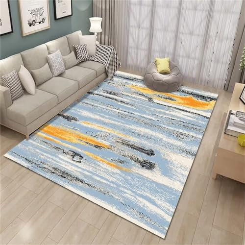 AITROMNI Kinder Teppiche Kinderteppich Wald Wohnzimmerteppich blau gelb dekorative Sofazubehör Teppich Salon langlebig Fußbodenheizung Geeignet 160X270CM