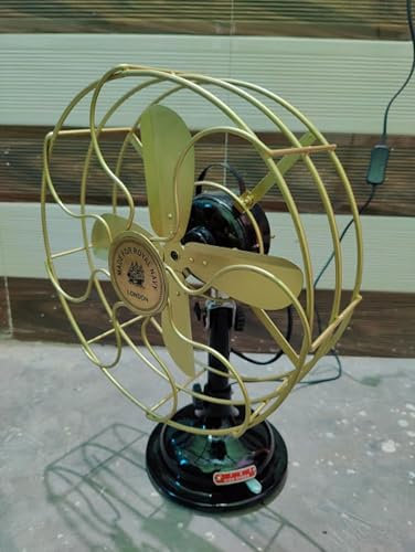 CREATIVEERA Antique Brass and Black Vintage-Inspired Nautical Desk/Table Electric Fan | Retro Style Home Decor 17 Inch