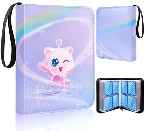 Sammelalbum für Karten, Sammelkarten Album 50 Seiten 400 Karten Kapazität, Trainer Sammelkartenalben, Sammelalbum Hefte für karten mit Reißverschluss, Karten Ordner Buch (Lila)