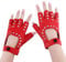 Mikovivi Punk Halbfinger-Lederhandschuhe für Damen, Modische Rote Fingerlose Lederhandschuhe Biker-Punk-Handschuhe mit Nieten für Halloween Damen Mädchen Geschenk Cosplay Auftritt