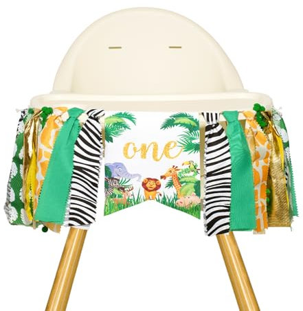G2PLUS Animal ONE Highchair Banner: 1st Birthday High Chair Banner, for Baby 1st Birthday Party, Photo Props