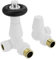 NRG Traditional Corner Central Heating Radiator Valve 15mm Thermostatic Lockshield Valves White