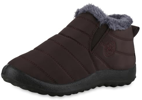 VAN HILL Damen Stiefeletten Winter Boots Warm Gefüttert Gesteppt Prints