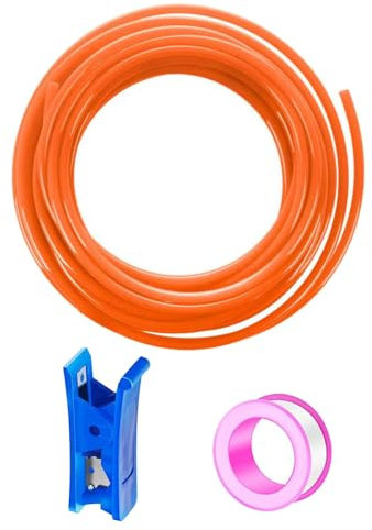 HAXIHA Orange 12 Meter Tuyau Pneumatique Polyuréthane PU Air Kit 6mm OD x 4mm ID Tuyau Air Comprimé Peut Etre Utilisé pour Les Compresseur Outils Pneumatiques