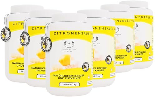 Polvo de ácido cítrico 6 x 1 kg monohidrato | Limpiador natural para el hogar | Limpiador ecológico en polvo para limpieza E330 puro