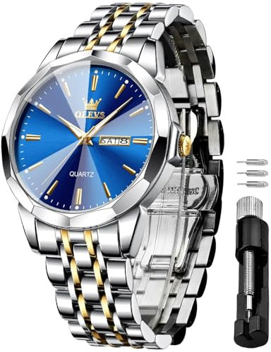 OLEVS Herrenuhren Skelettuhr Quarz Rennwagenrad Edelstahl Casual Sports Wasserdicht Leuchtend Herrenarmbanduhren