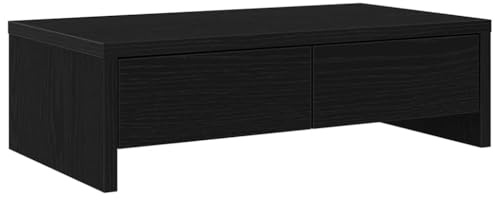 vidaXL Monitorständer mit Schubladen Schwarz Eichen-Optik 50x27x15 cm