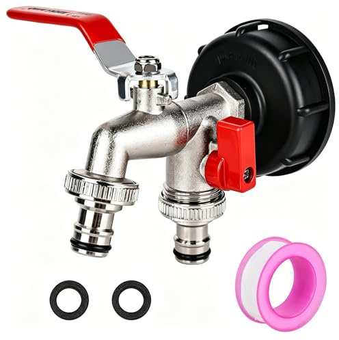 IBC Tank Zubehör, 1/2 IBC Auslaufhahn 1000 liter Wassertank Zubehör IBC Containe Aus Legierung, für Wassertank, Regentonne, Wasserhahn, Regenwassertank