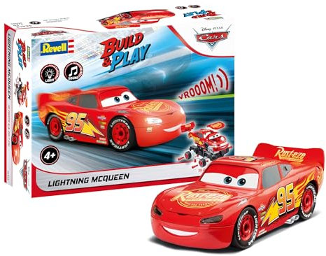 Revell 06562 Build & Play: Lightning McQueen Disney-Cars - With Authentic Lights & Sounds - 1:20 Scale Unbuilt Scale Unbuilt Pre-coloured Toy - 19 Parts - From 4 Years+