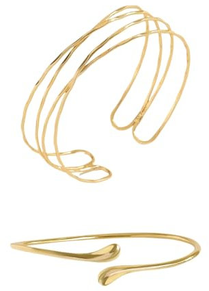 Fonyiunce 2 Stück Oberarmreif, Armreif Gold Oberarm, mit Verstellbarer Öffnung, Manschette Armband Geschenke, Oberarm Schmuck, Offene Armreif für Frauen, Für Hochzeiten Und Partys