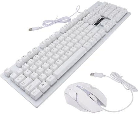 DIYEAH Clavier Gamer Filaire USB Et Souris Lumineux Ensemble Gaming Blanc Mécanique Confortable pour Pc Bureau