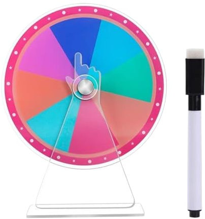 shpuuyy Gewinnrad - Gewinnspiel Drehrad Mit Abnehmbarer Scheibe - Acryl-Drehscheibe Mit Abwischbarem Marker, Farbenfrohes Ausführungen Für Karneval, Messen & Klassenaktivitäten