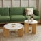 Eccellensedie Runder Couchtisch 2er Set aus Holzbein - 2 Satztische fürs Wohnzimmer - Modern Couchtisch Set Ø 70 cm & 50 cm