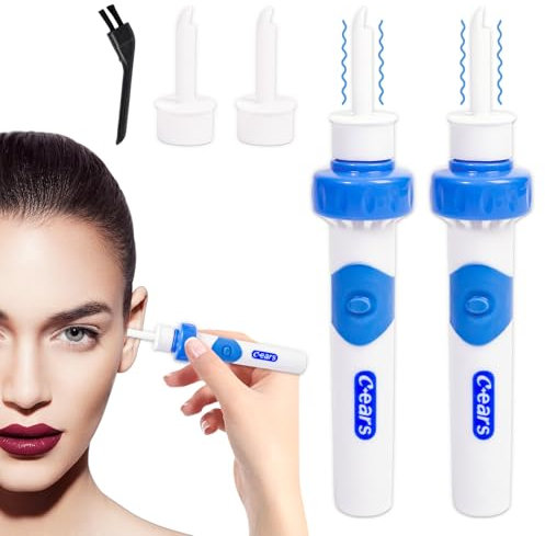 CIOXSOIO KOMABLEN 2 Pièces Nettoyage Oreille, Nettoyeur Oreilles Adulte avec 4 Têtes de Rechange, Portable Nettoyant Oreille, Aspirateur Oreille Convient pour la famille