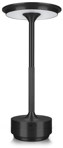 MMOBIEL Kabellose LED-Tischlampe Wiederaufladbare Metalllampe mit Touch-Steuerung, Stufenloser 3-Farb-Dimmung, USB-C, 5200mAh Akku für Schlafzimmer, Restaurant, Innen & Außen – Schwarz