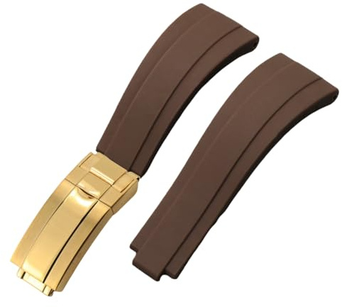ROUHO 21mm Silikon Sport Uhr Armband - Schiebeverschluss Armband Ersatz Uhr Armband für Rolex Daytona Submariner