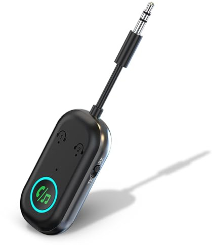 Adattatore Bluetooth 5.3, trasmettitore Jack 2 in 1 Bluetooth, trasmettitore ricevitore Bluetooth, adattatore Jack 3,5 mm, supporta due dispositivi per aereo, TV, cuffie, auto e altro