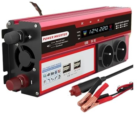 Onduleur Onduleur 4000 W 3000 W DC 12 V vers AC 220 V 230 V pour Camping-Car Téléphone Voiture Transformateur avec 4 Prises USB UE Affichage LED Power Inverter(4000W)