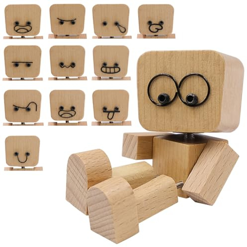 JJQHYC Wackelnder Holzman Auto Armaturenbrett Dekoration Holzfigur Dekorationen Kleinen Holz-Männchen Wackelfigur Geschenk für Geburtstag Weihnachten
